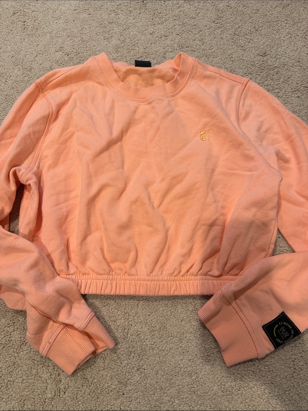 P.E. Nation Peach Cropped Crewneck Sweatshirt - Women Sz medium